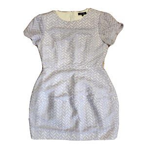 ELLIATT Purple White Lace Lined Zip Back Short Sleeve Dress‎ Womens Size L Large